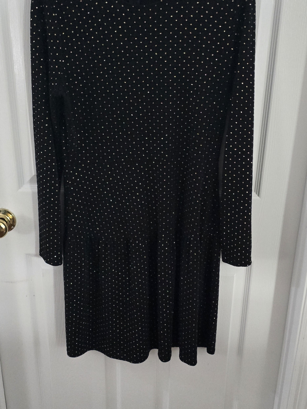 Michael Kors Black Long-Sleeve Dress with Metallic Dot Detail